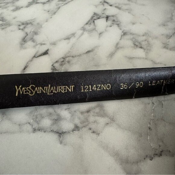Vintage YSL Yves Saint Laurent USA Brown Leather Belt | Brass Buckle | Size 36